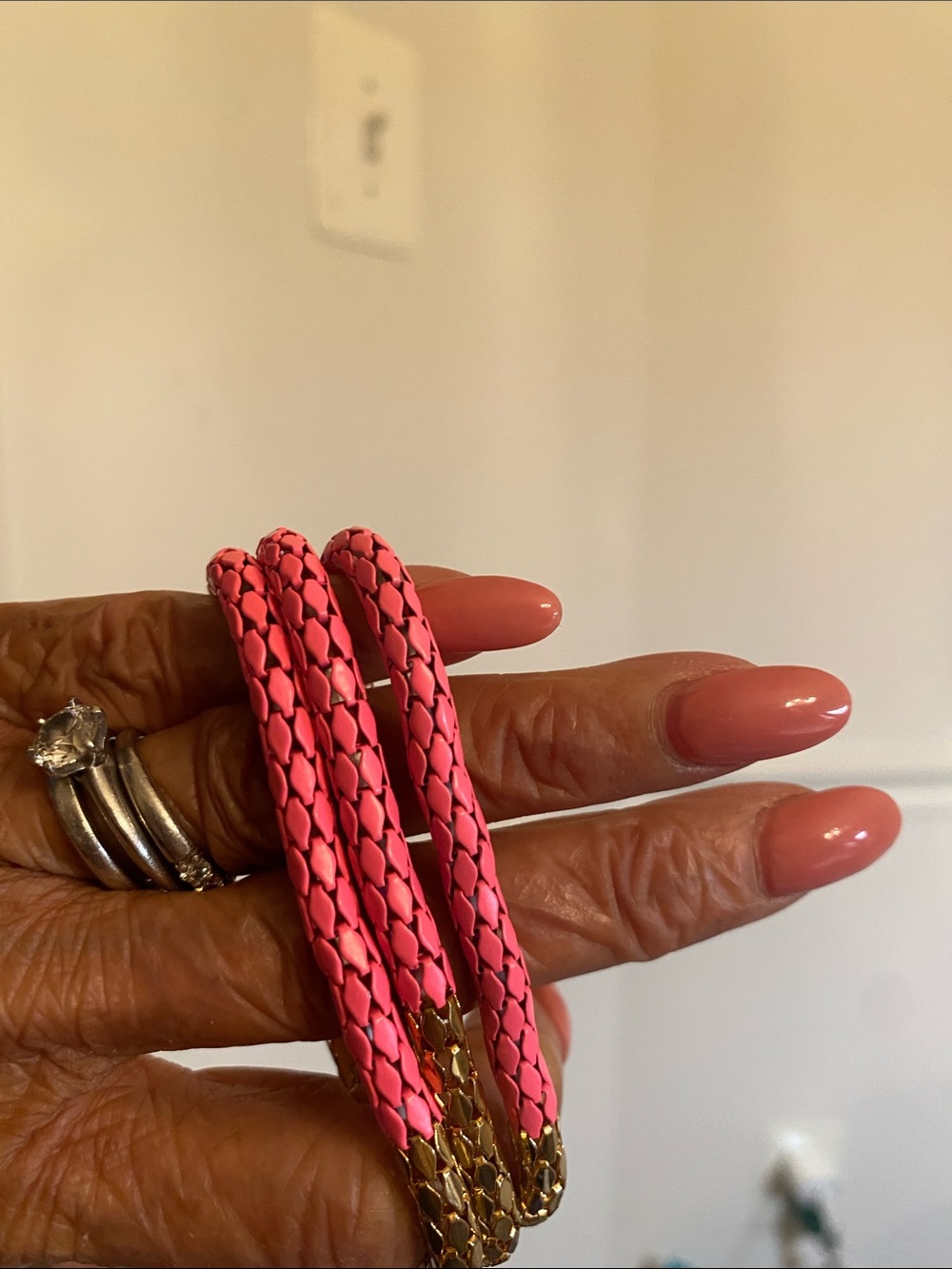 Pink and Gold Braided Multi-Strand Bracelet - Picture 3 of 3